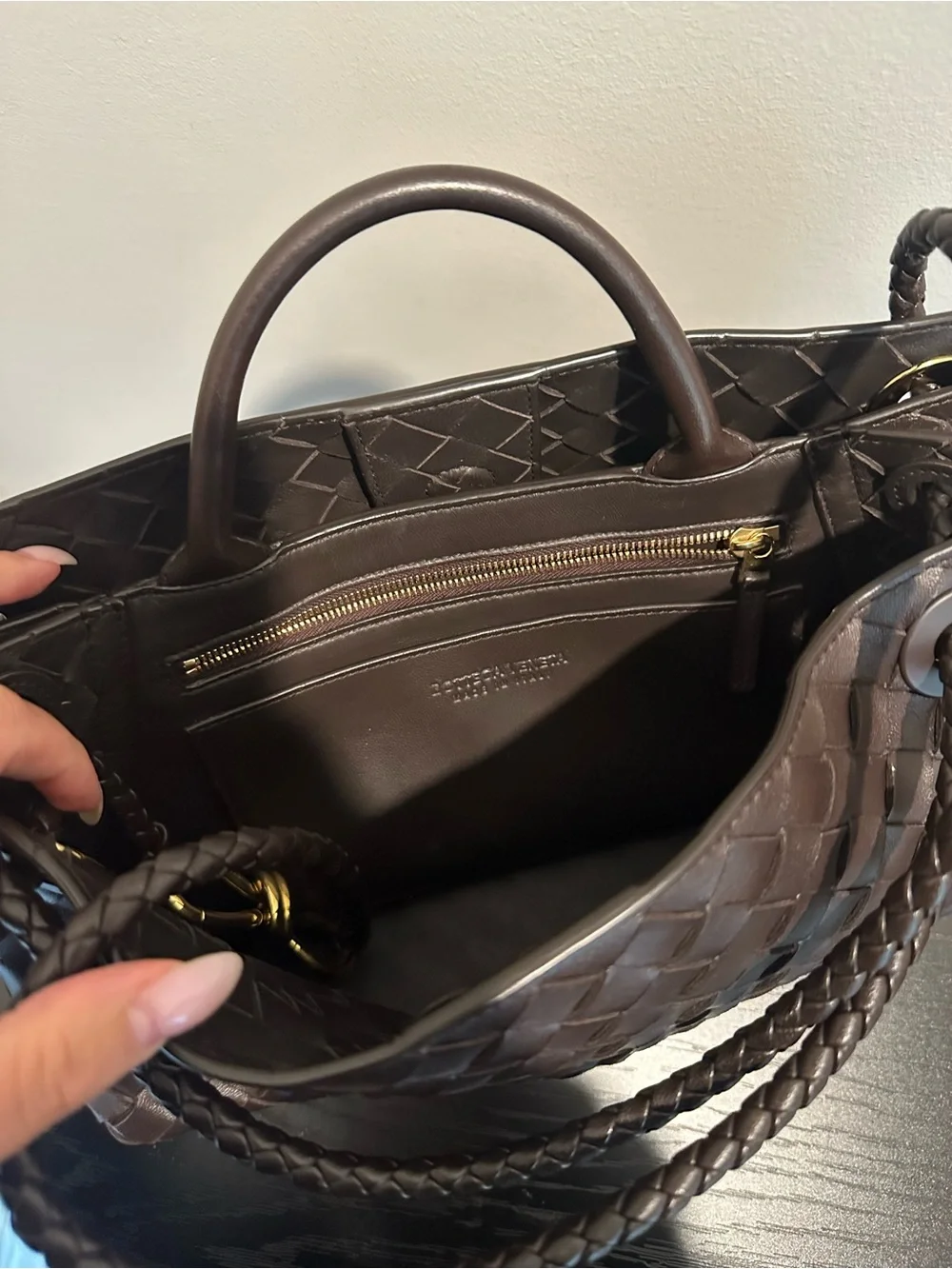 BOTTEGA VENETA Andiamo east west bag espresso
